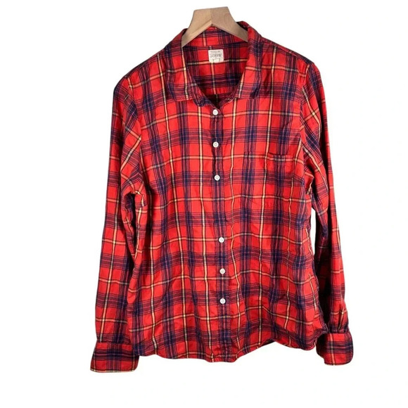 J. Crew The Perfect Shirt Size XL Women Flannel Plaid Red - Picture 1 of 7